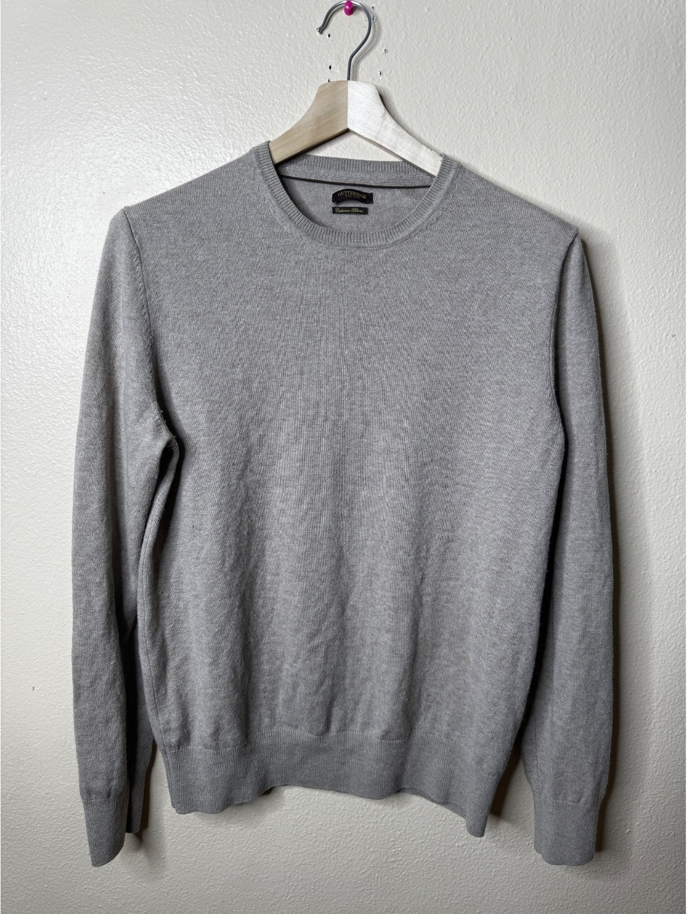 Gutteridge Sweater Mens L Wool Cashmere Blend Crew Neck Gray Pullover